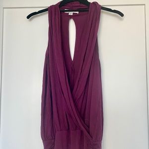 Amour Vert Burgundy Sleeveless Surplice Top